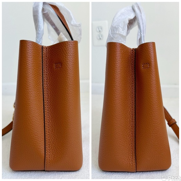 Tory Burch NEW with Tags Blake Leather Small Tote Crossbody in Bourbon Cornbread - Picture 7 of 16